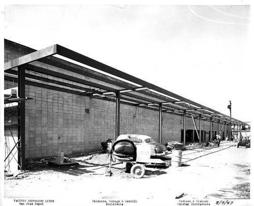 Partial View of San Jose Greyhound Depot Brick Walls Under Construction