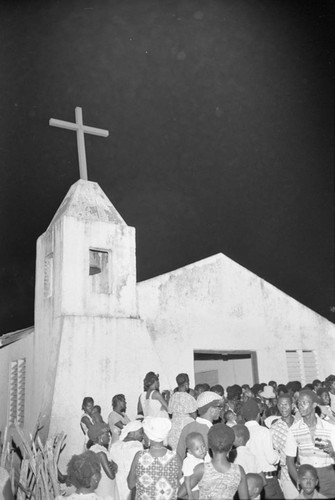 People outside church during wedding ceremony, San Basilio del Palenque, ca. 1978