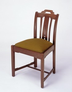 Small side chair of Honduras mahogany and ebony with upholstered seat
