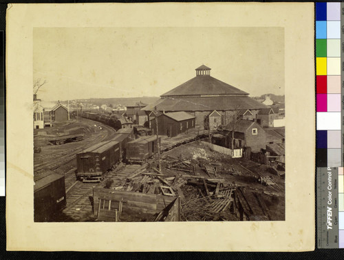 Eastern view of round house and depot, Orange & Alexandria Railroad
