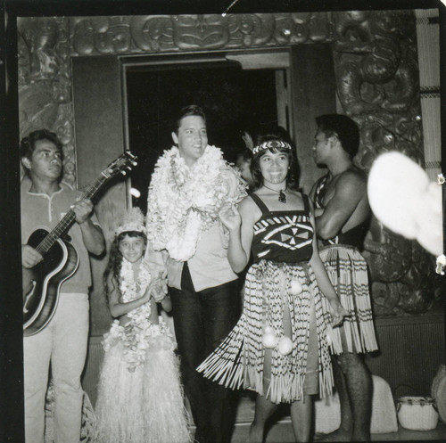 Ceremony for Elvis, Micky, and the crew while filming "Paradise, Hawaiian Style" (1966)