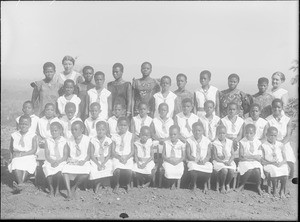 Girls of the Boarding School at Agou Mission station with PEMS missionaries Giugler and Dogimont
