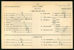 WPA Low income housing area survey data card 24, serial 14387