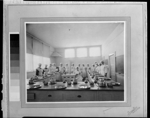 Group of women or nuns in a cooking classroom