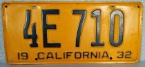 California license plate 4E710