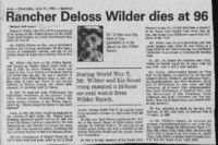 Rancher Deloss Wilder dies at 96