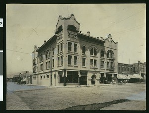 Elk's Hall and Post Office buildings in Redlands, ca.1900