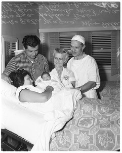 New Year baby born at Inglewood Bassinnette Obstetric Hospital, 1958