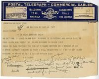 Telegram from Julia Morgan to William Randolph Hearst, May 26, 1927