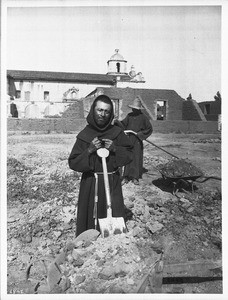 Two Neophytes at work on the rebuilding of Mission San Luis Rey de Francia, California, 1904