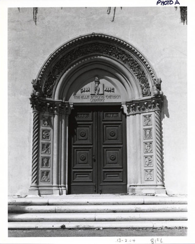 Main door of Denison Library, Scripps College