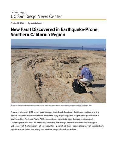 New Fault Discovered in Earthquake-Prone Southern California Region