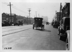 Looking south on Hill Street from point just south of Pico Street, Los Angeles, 1928