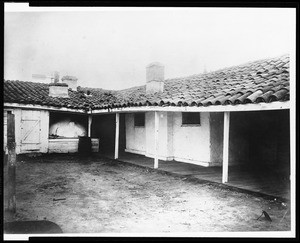 Exterior view of the kitchen and the outdoor oven at Guajome Ranch in San Diego, 1870-1880