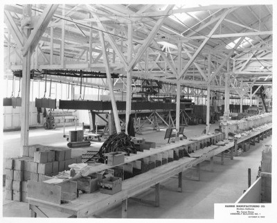 Factories - Stockton: Interior of Harris Manufacturing Co., War Contract Division, Assembly building, N. Wilson Way
