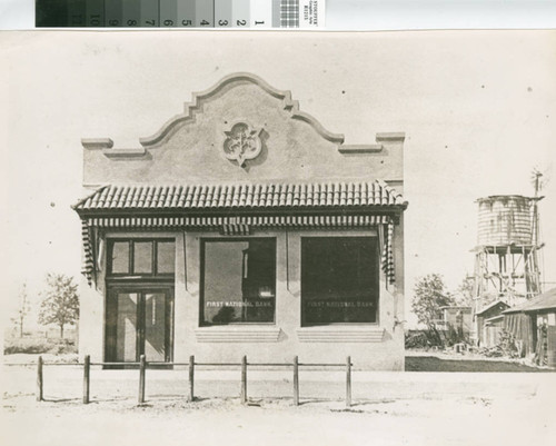 Photograph of the First National Bank in Turlock, California, circa 1905