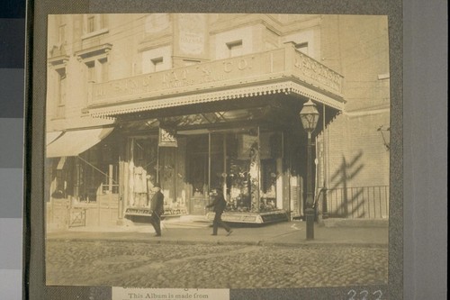 [Street scene, Chinatown. Sing Fat & Co. Chinese and Japanese Bazaar. 614 Grove Avenue.]