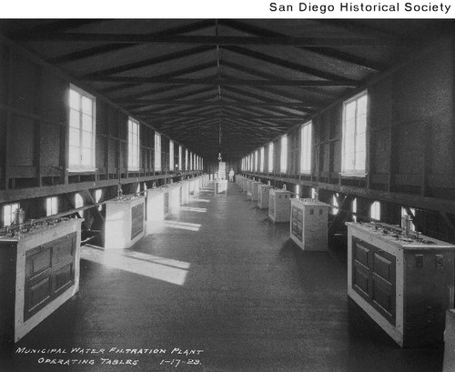 Operating tables at the Lower Otay Dam water filtration plant