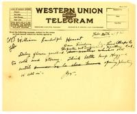 Telegram from Julia Morgan to William Randolph Hearst, February 26, 1922