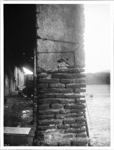 Column in the inner court of Mission San Miguel Arcangel, near Templeton, California, 1905