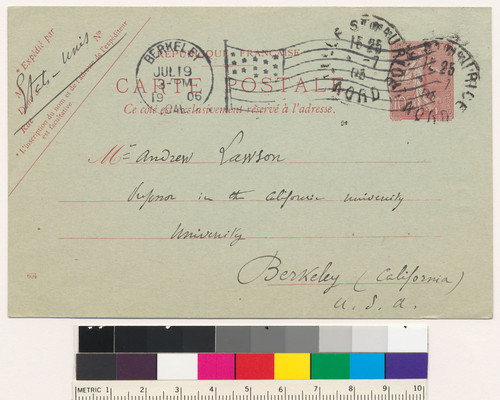 Letter to A.C. Lawson from Charles [Eugene] Barrois: July 19, 1906