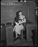 Daisy Florence Savoldi, wife of wrestler Joseph Savoldi, in court to obtain a divorce, Los Angeles, 1933