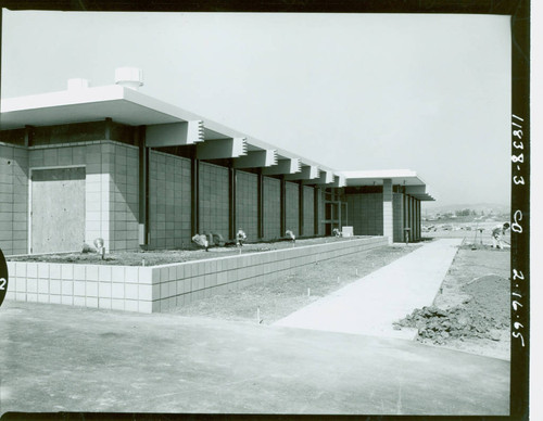 View of construction of the pool house at La Mirada Park