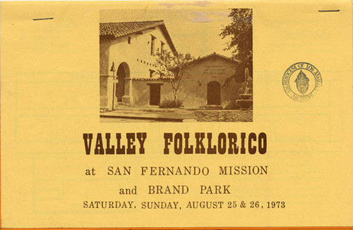Program for Valley Folklorico at the San Fernando Mission, 1973