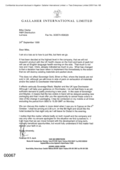 [Letter from Norman BS Jack to Mike Clarke regarding dispatch of products with UK]
