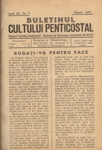 Buletinul Cultului Penticostal - Biserica lui Dumnezeu Apostolica