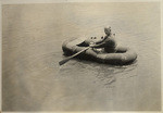 Livingston Irving in life raft - August 1927