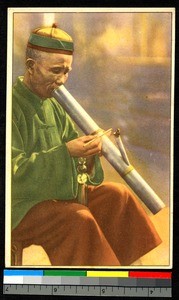 Smoking a water pipe, China, ca.1920-1940