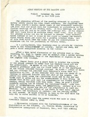 1942 Notes Taken by PHK of the first meeting of the Reading Club