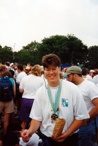 Female athlete wearing medal at the Unity '94: Gay Games IV