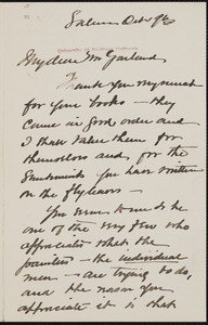 Frank Weston Benson, letter, to Hamlin Garland
