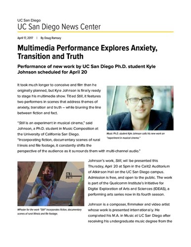 Multimedia Performance Explores Anxiety, Transition and Truth