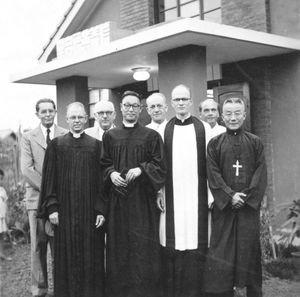 Taiwan Lutheran Church/TLC, Kaohsiung. Ordination of Dr. Chin Chung-an, ca. 1954. The Clergy fr