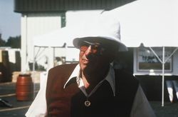 Art Spolini standing in the sun at Clover Stornetta's Grand Opening Celebration, September 28, 1991