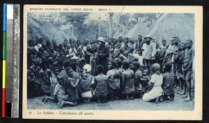 Teaching the catechism outdoors, Kafubu, Congo, ca.1920-1940