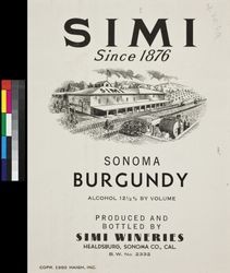 Simi Sonoma Burgundy : alchohol 12 1/2% by volume