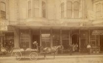 Horse-drawn cart outside Bennett, Patterson & Co. furniture store