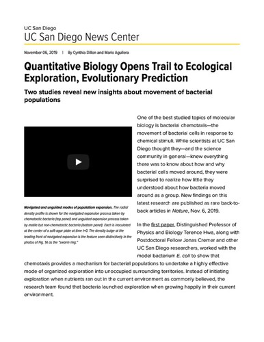 Quantitative Biology Opens Trail to Ecological Exploration, Evolutionary Prediction