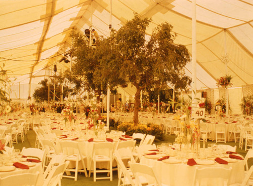 Interior of tent erected for Associates' Dinner, 1983