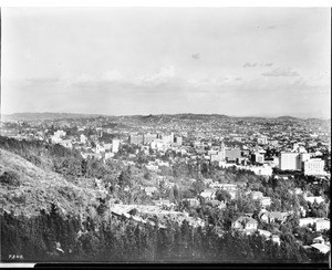 Panoramic view of Hollywood, looking east from the mountainside, 1930