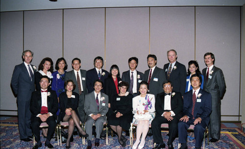 Asian Pacific American Legal Center event attendees posing together, Los Angeles, ca. 1989