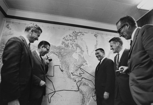 Contract Signing, Scripps Institution of Oceanography, Global Marine, Inc. SIO Director William A. Nierenberg at right. November 14, 1967
