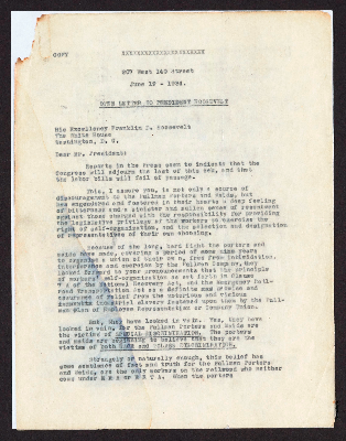 A. Philip Randolph open letter to President Franklin D. Roosevelt