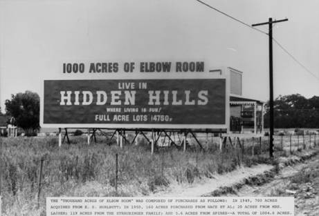 Hidden Hills subdivision billboard, circa 1950