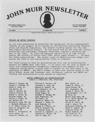 John Muir Newsletter, October 1981