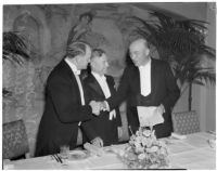 J.L. Van Norman, James L. Beebe and Dr. Thomas Nixon Carver at a banquet at the Ambassador Hotel, Los Angeles, February 22, 1940